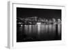 Brooklyn Bridge with Lower Manhattan at Night, Brooklyn New York City-George Oze-Framed Photographic Print