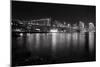 Brooklyn Bridge with Lower Manhattan at Night, Brooklyn New York City-George Oze-Mounted Photographic Print