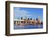 Brooklyn Bridge with Lower Manhattan Skyline Panorama in the Morning with  Cloud and Blue Sky over-Songquan Deng-Framed Photographic Print