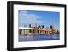 Brooklyn Bridge with Lower Manhattan Skyline Panorama in the Morning with  Cloud and Blue Sky over-Songquan Deng-Framed Photographic Print