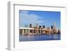 Brooklyn Bridge with Lower Manhattan Skyline Panorama in the Morning with  Cloud and Blue Sky over-Songquan Deng-Framed Photographic Print