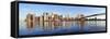 Brooklyn Bridge with Lower Manhattan Skyline Panorama in the Morning with Cloud and River Reflectio-Songquan Deng-Framed Stretched Canvas