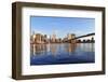 Brooklyn Bridge with Lower Manhattan Skyline Panorama in the Morning with Cloud and River Reflectio-Songquan Deng-Framed Photographic Print