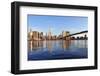 Brooklyn Bridge with Lower Manhattan Skyline Panorama in the Morning with Cloud and River Reflectio-Songquan Deng-Framed Photographic Print