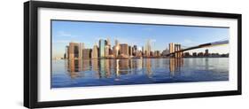 Brooklyn Bridge with Lower Manhattan Skyline Panorama in the Morning with Cloud and River Reflectio-Songquan Deng-Framed Photographic Print