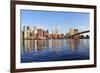 Brooklyn Bridge with Lower Manhattan Skyline Panorama in the Morning with Cloud and River Reflectio-Songquan Deng-Framed Photographic Print