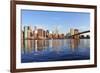 Brooklyn Bridge with Lower Manhattan Skyline Panorama in the Morning with Cloud and River Reflectio-Songquan Deng-Framed Photographic Print