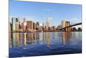 Brooklyn Bridge with Lower Manhattan Skyline Panorama in the Morning with Cloud and River Reflectio-Songquan Deng-Mounted Photographic Print