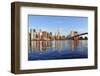 Brooklyn Bridge with Lower Manhattan Skyline Panorama in the Morning with Cloud and River Reflectio-Songquan Deng-Framed Photographic Print