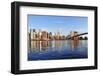 Brooklyn Bridge with Lower Manhattan Skyline Panorama in the Morning with Cloud and River Reflectio-Songquan Deng-Framed Photographic Print