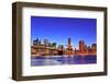 Brooklyn Bridge with New York City Manhattan Downtown Skyline at Dusk Illuminated over East River W-Songquan Deng-Framed Photographic Print