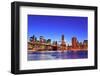 Brooklyn Bridge with New York City Manhattan Downtown Skyline at Dusk Illuminated over East River W-Songquan Deng-Framed Photographic Print