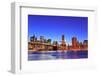 Brooklyn Bridge with New York City Manhattan Downtown Skyline at Dusk Illuminated over East River W-Songquan Deng-Framed Photographic Print