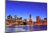 Brooklyn Bridge with New York City Manhattan Downtown Skyline at Dusk Illuminated over East River W-Songquan Deng-Mounted Photographic Print