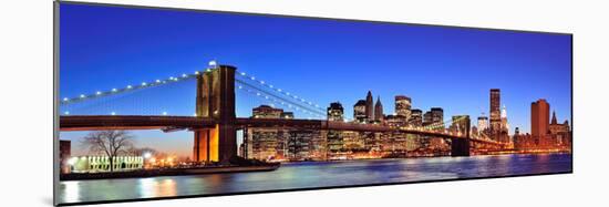 Brooklyn Bridge with New York City Manhattan Downtown Skyline Panorama at Dusk Illuminated over Eas-Songquan Deng-Mounted Photographic Print