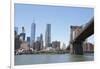 Brooklyn Bridge with One World Trade Center in the back. Manhattan skyline. New York.-Tom Norring-Framed Photographic Print