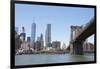 Brooklyn Bridge with One World Trade Center in the back. Manhattan skyline. New York.-Tom Norring-Framed Photographic Print