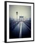 Brooklyn Bridge with Overcast Manhattan Skyline in the Background-Frina-Framed Photographic Print