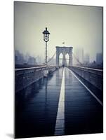 Brooklyn Bridge with Overcast Manhattan Skyline in the Background-Frina-Mounted Photographic Print