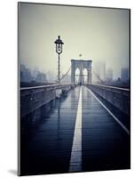 Brooklyn Bridge with Overcast Manhattan Skyline in the Background-Frina-Mounted Photographic Print