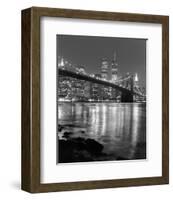 Brooklyn Bridge with World Trade Center-Chris Bliss-Framed Art Print