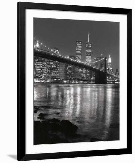 Brooklyn Bridge with World Trade Center-Chris Bliss-Framed Art Print