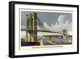 Brooklyn Bridge-Currier & Ives-Framed Premium Giclee Print