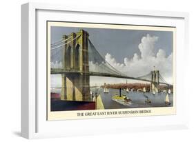 Brooklyn Bridge-Currier & Ives-Framed Premium Giclee Print