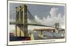 Brooklyn Bridge-Currier & Ives-Mounted Premium Giclee Print