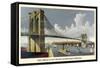 Brooklyn Bridge-Currier & Ives-Framed Stretched Canvas