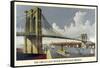 Brooklyn Bridge-Currier & Ives-Framed Stretched Canvas