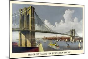 Brooklyn Bridge-Currier & Ives-Mounted Art Print