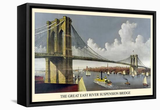 Brooklyn Bridge-Currier & Ives-Framed Stretched Canvas