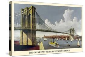 Brooklyn Bridge-Currier & Ives-Stretched Canvas