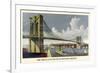 Brooklyn Bridge-Currier & Ives-Framed Art Print