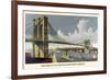 Brooklyn Bridge-Currier & Ives-Framed Art Print