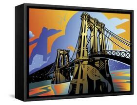 Brooklyn Bridge-David Chestnutt-Framed Stretched Canvas