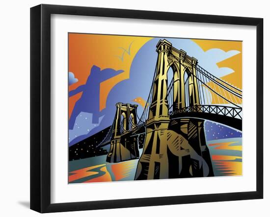 Brooklyn Bridge-David Chestnutt-Framed Giclee Print