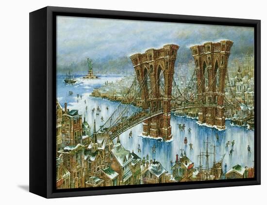 Brooklyn Bridge-Bill Bell-Framed Stretched Canvas