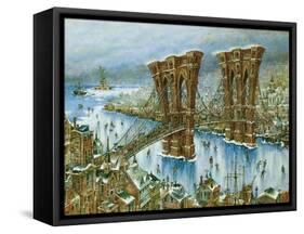 Brooklyn Bridge-Bill Bell-Framed Stretched Canvas