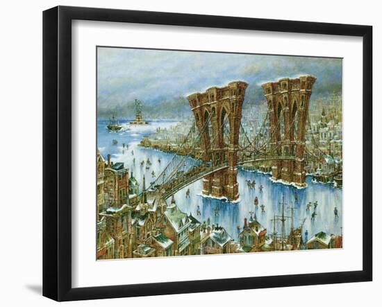 Brooklyn Bridge-Bill Bell-Framed Giclee Print