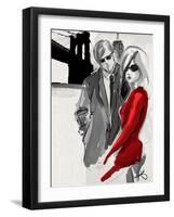 Brooklyn Couple Red Dress-Jodi Pedri-Framed Art Print