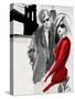 Brooklyn Couple Red Dress-Jodi Pedri-Stretched Canvas