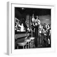 Brooklyn Dodger Fans at a Bar Celebrating Dodgers' Winning of the National League Pennant-George Strock-Framed Photographic Print