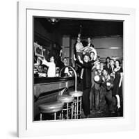 Brooklyn Dodger Fans at a Bar Celebrating Dodgers' Winning of the National League Pennant-George Strock-Framed Photographic Print