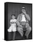 Brooklyn Dodgers General Manager Branch Rickey Sitting with Grandson Watching Spring Training-George Silk-Framed Stretched Canvas