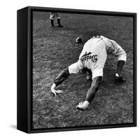 Brooklyn Dodgers Pitcher Ed Albosta Doing Stretching Exercise During Spring Training-William Vandivert-Framed Stretched Canvas