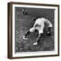 Brooklyn Dodgers Pitcher Ed Albosta Doing Stretching Exercise During Spring Training-William Vandivert-Framed Premium Photographic Print