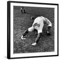 Brooklyn Dodgers Pitcher Ed Albosta Doing Stretching Exercise During Spring Training-William Vandivert-Framed Premium Photographic Print