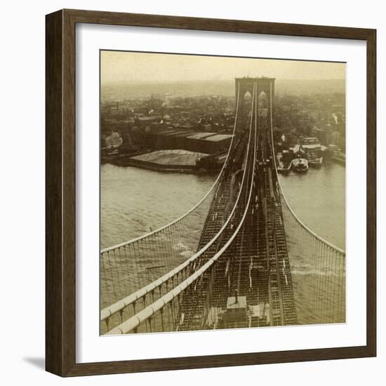Brooklyn from One of the Towers of the Suspension Bridge, New York, USA-null-Framed Photographic Print